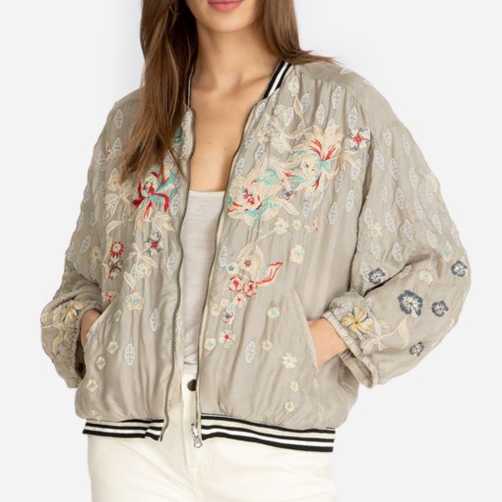 JOHNNY WAS Reversible Embroidered Bomber Jacket